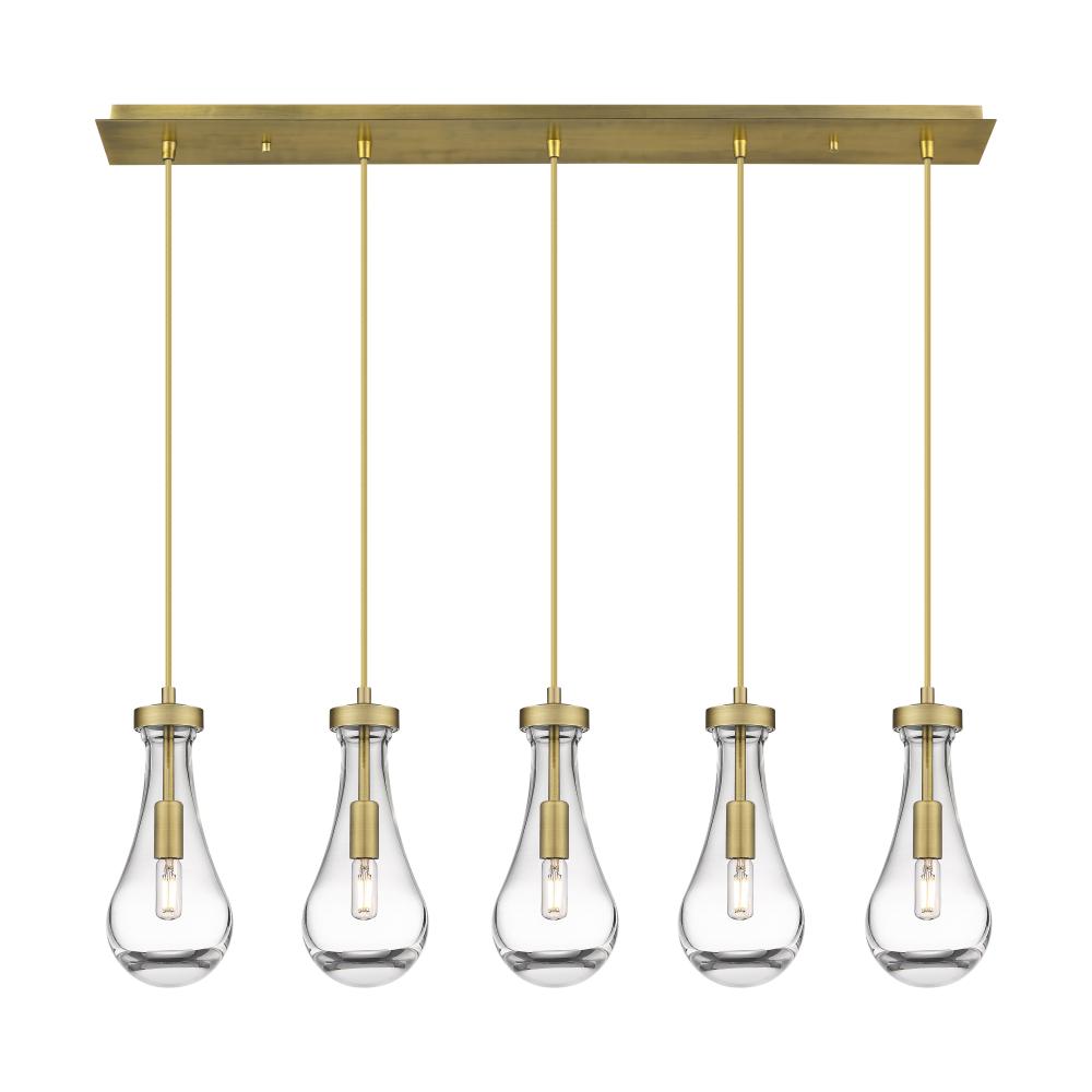 Owego - 5 Light - 37 inch - Brushed Brass - Linear Pendant