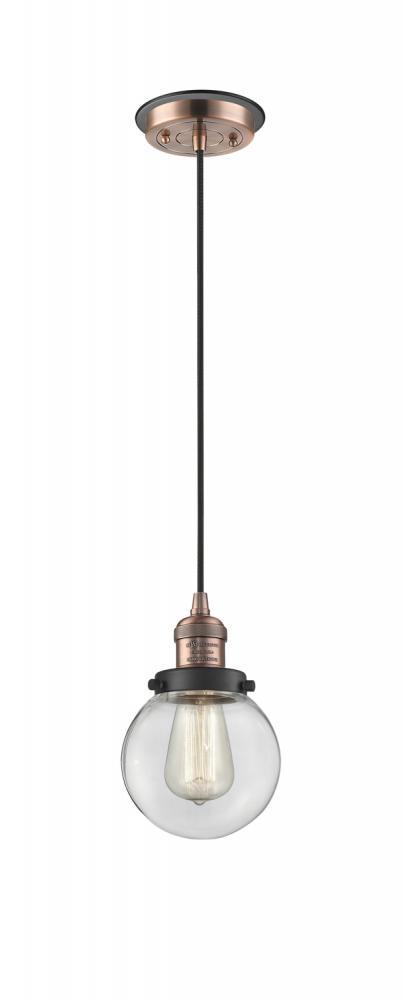 Beacon - 1 Light - 6 inch - Antique Copper - Cord hung - Mini Pendant