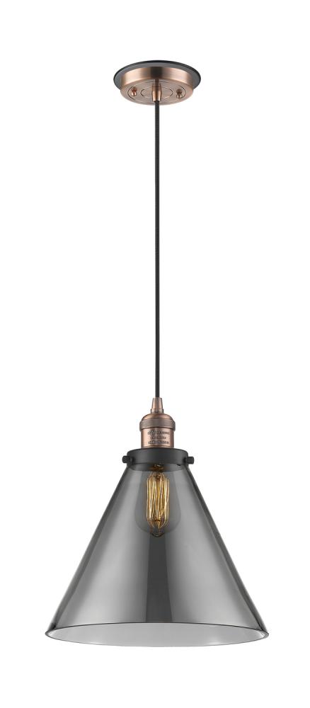 Cone - 1 Light - 12 inch - Antique Copper - Cord hung - Mini Pendant