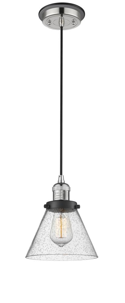 Cone - 1 Light - 8 inch - Polished Nickel - Cord hung - Mini Pendant