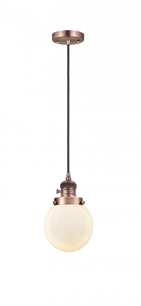 Beacon - 1 Light - 6 inch - Antique Copper - Cord hung - Mini Pendant