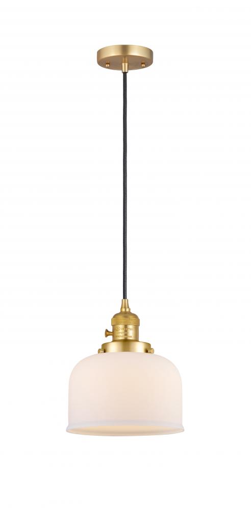 Bell - 1 Light - 8 inch - Satin Gold - Cord hung - Mini Pendant