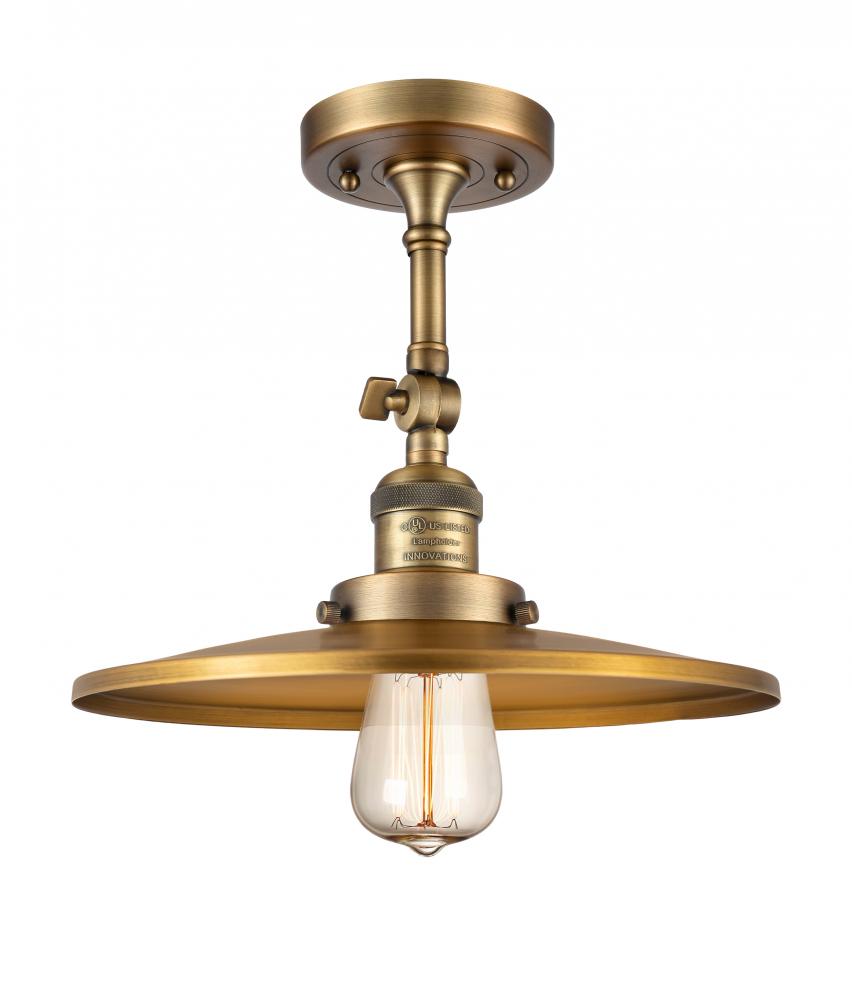 Railroad - 1 Light - 12 inch - Brushed Brass - Semi-Flush Mount