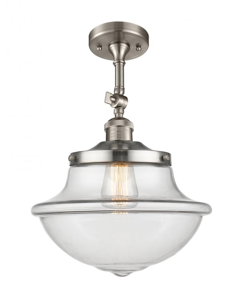 Oxford - 1 Light - 12 inch - Brushed Satin Nickel - Semi-Flush Mount