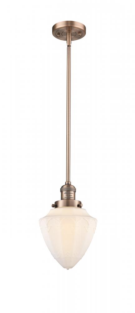 Bullet - 1 Light - 7 inch - Antique Copper - Stem Hung - Mini Pendant