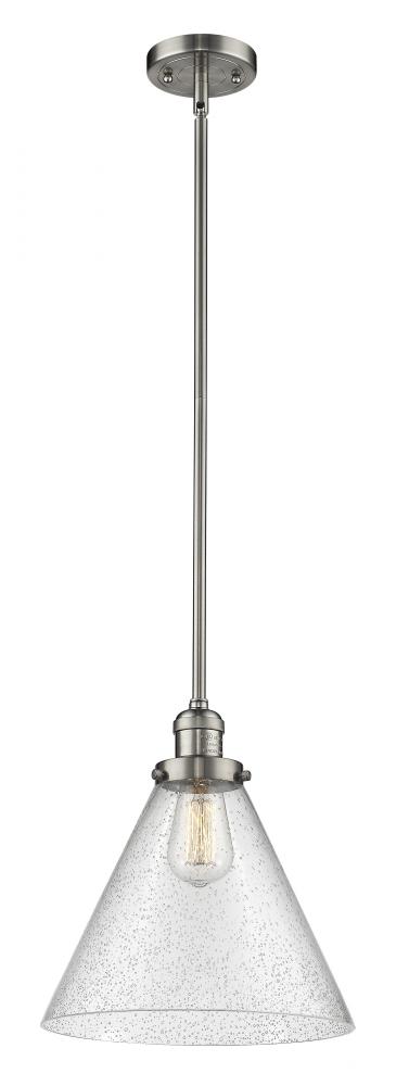 Cone - 1 Light - 12 inch - Brushed Satin Nickel - Stem Hung - Mini Pendant