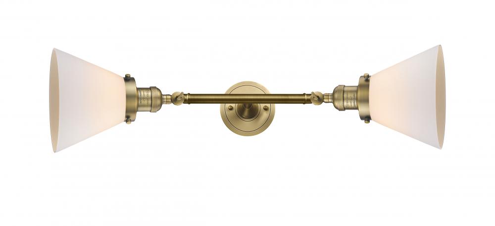 Cone - 2 Light - 8 inch - Brushed Brass - Bath Vanity Light