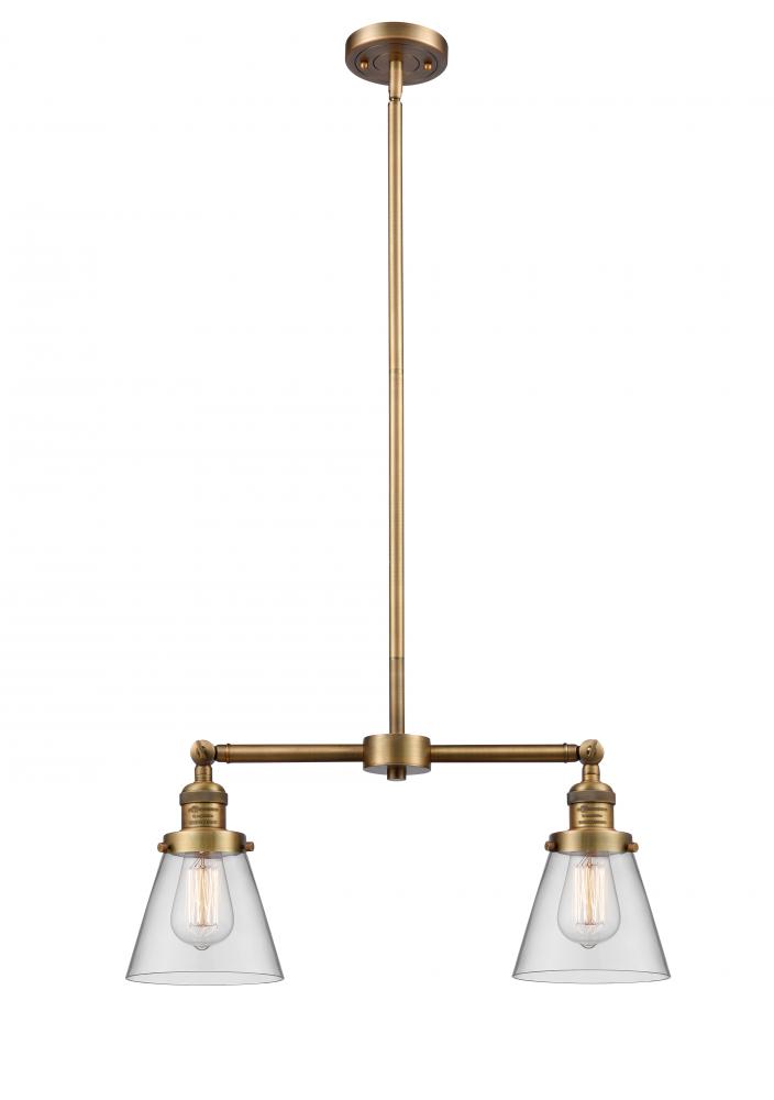 Cone - 2 Light - 21 inch - Brushed Brass - Stem Hung - Island Light