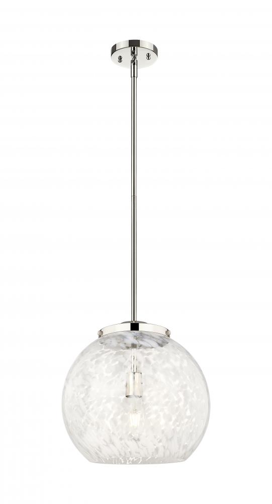 White Mouchette - 1 Light - 14 inch - Polished Nickel - Stem Hung - Pendant