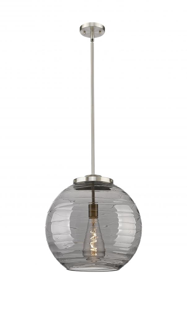 Athens Deco Swirl - 1 Light - 16 inch - Brushed Satin Nickel - Cord hung - Pendant