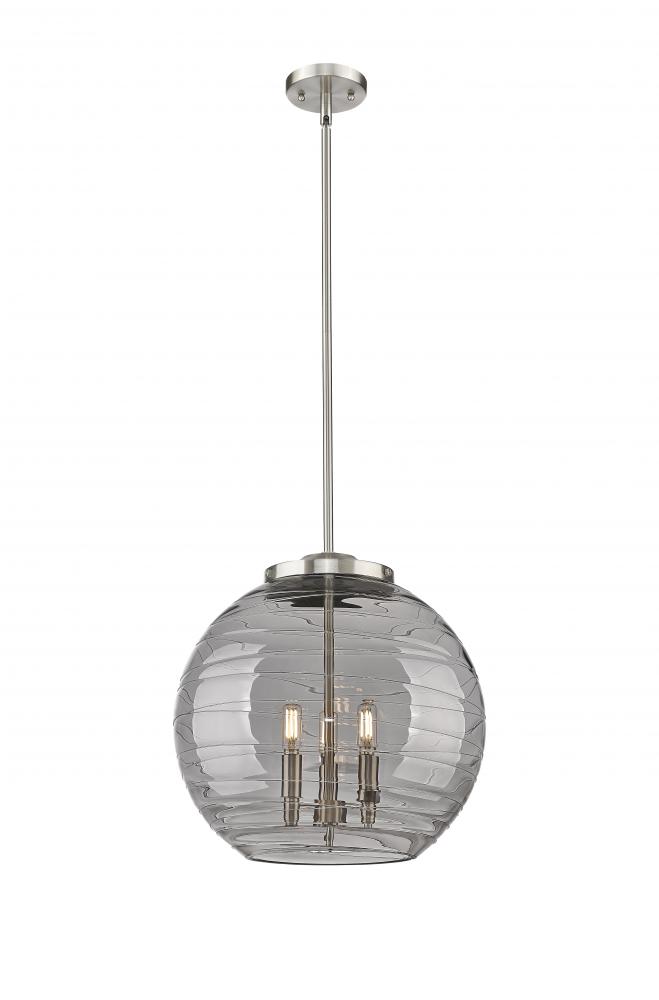 Athens Deco Swirl - 3 Light - 16 inch - Brushed Satin Nickel - Cord hung - Pendant