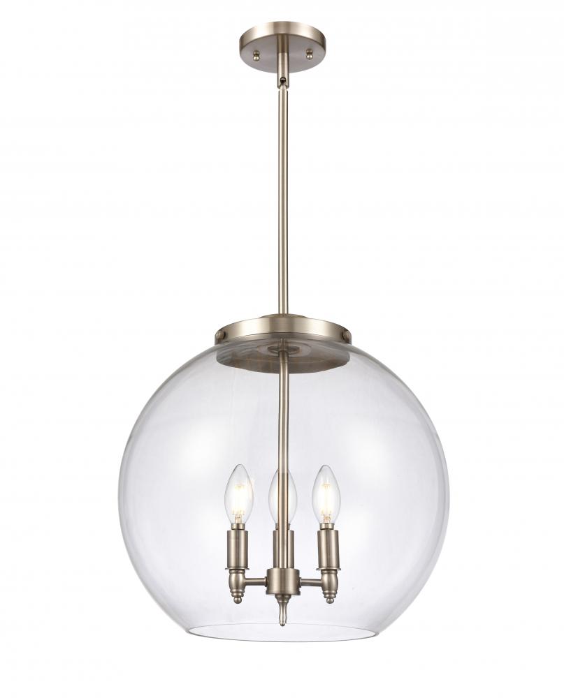 Athens - 3 Light - 16 inch - Brushed Satin Nickel - Cord hung - Pendant