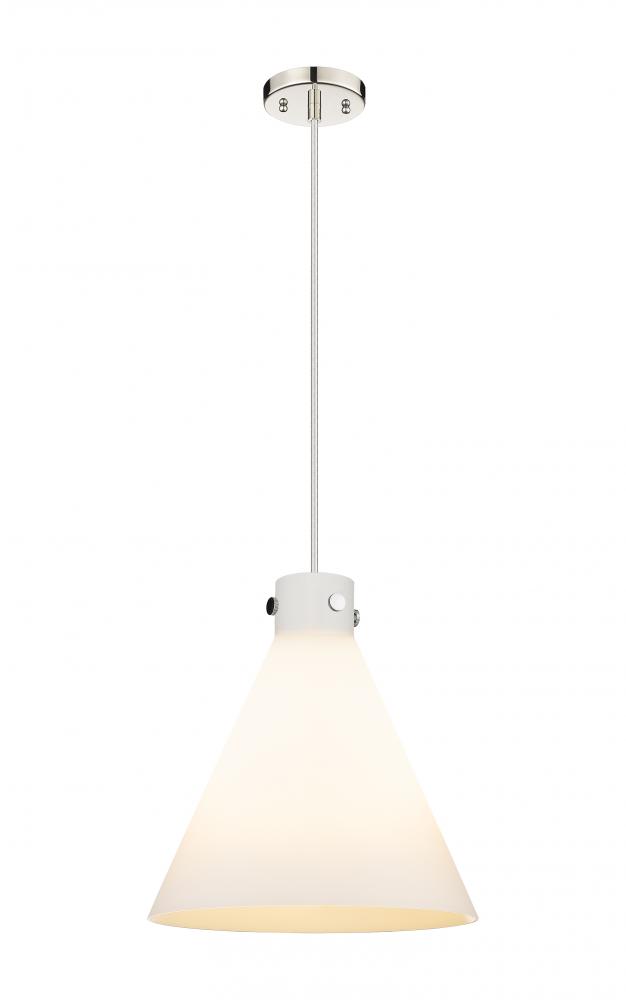 Newton Cone - 3 Light - 16 inch - Polished Nickel - Cord hung - Pendant