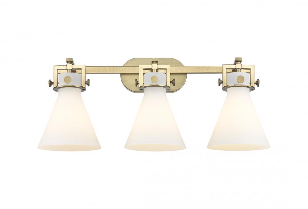 Newton Cone - 3 Light - 27 inch - Brushed Brass - Bath Vanity Light