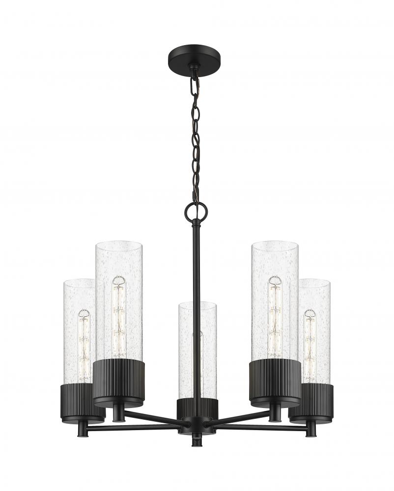 Bolivar - 5 Light - 25 inch - Matte Black - Chain Hung - Chandelier