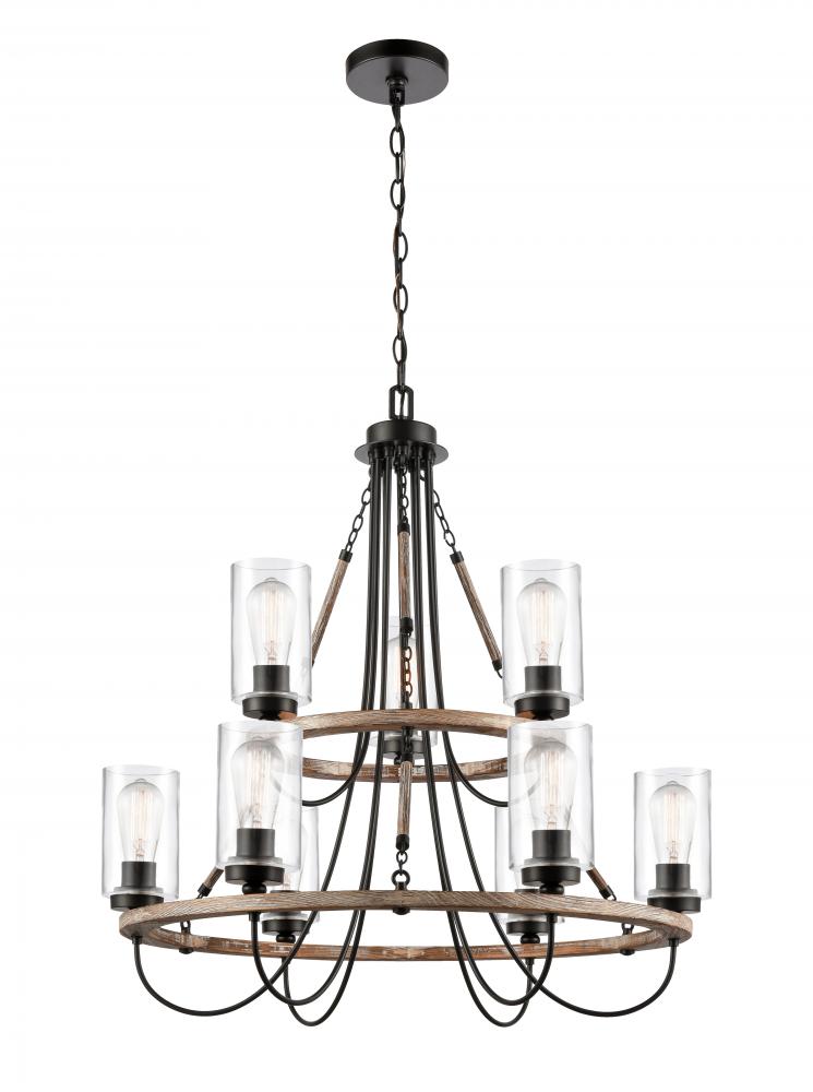 Paladin - 9 Light - 32 inch - Matte Black - Chain Hung - Chandelier