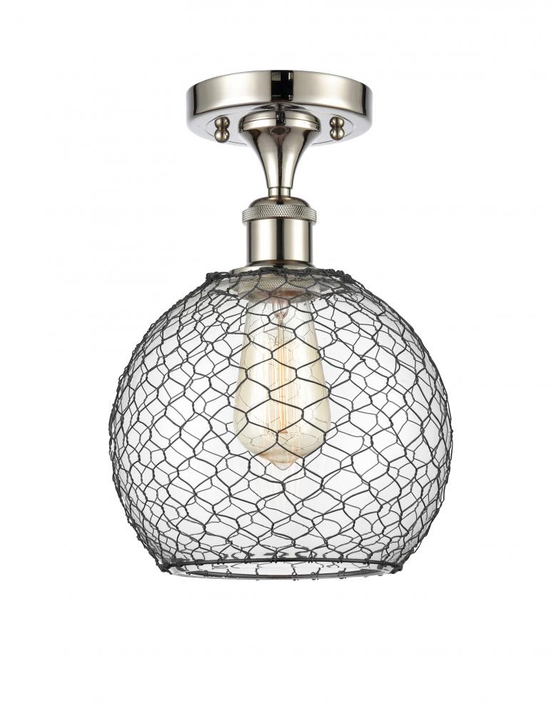 Farmhouse Chicken Wire - 1 Light - 8 inch - Polished Nickel - Semi-Flush Mount