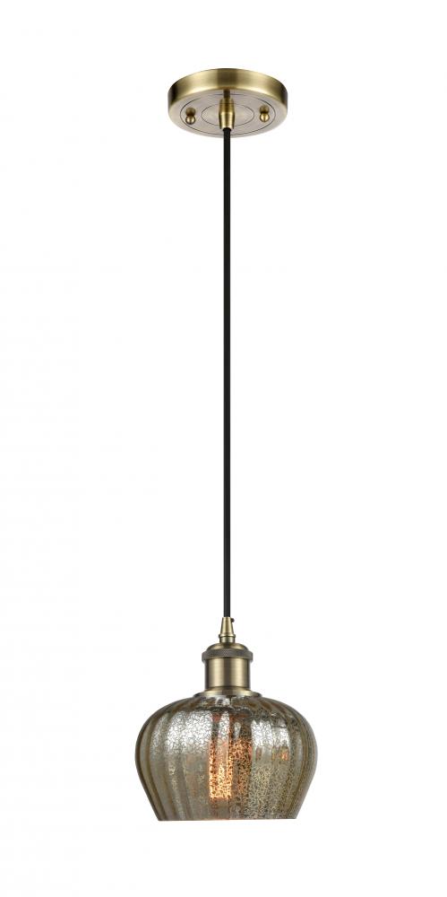 Fenton - 1 Light - 7 inch - Antique Brass - Cord hung - Mini Pendant