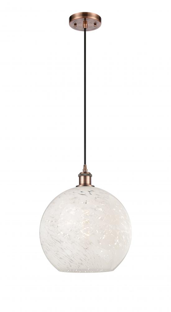 White Mouchette - 1 Light - 12 inch - Antique Copper - Cord Hung - Mini Pendant