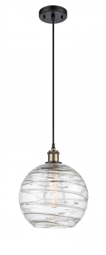 Athens Deco Swirl - 1 Light - 10 inch - Black Antique Brass - Cord hung - Mini Pendant