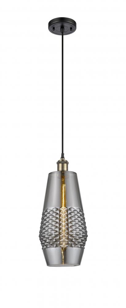 Windham - 1 Light - 7 inch - Black Antique Brass - Cord hung - Mini Pendant