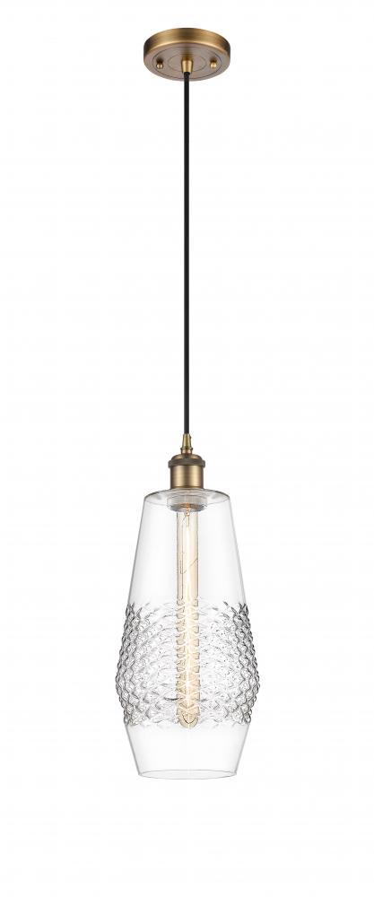 Windham - 1 Light - 7 inch - Brushed Brass - Cord hung - Mini Pendant