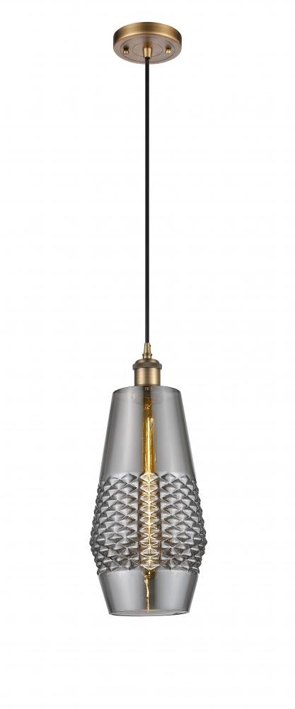 Windham - 1 Light - 7 inch - Brushed Brass - Cord hung - Mini Pendant