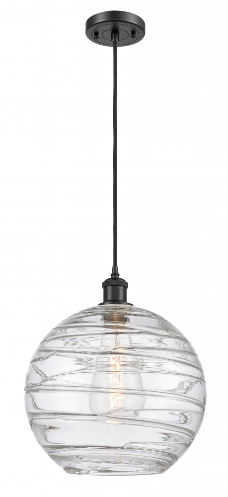 Athens Twisted Swirl - 1 Light - 12 inch - Matte Black - Cord hung - Mini Pendant