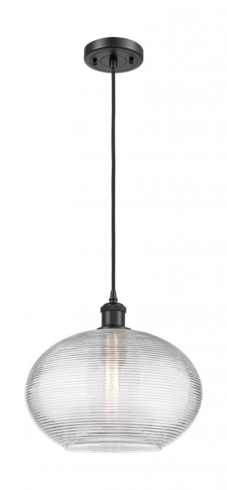 Ithaca - 1 Light - 12 inch - Matte Black - Cord hung - Mini Pendant