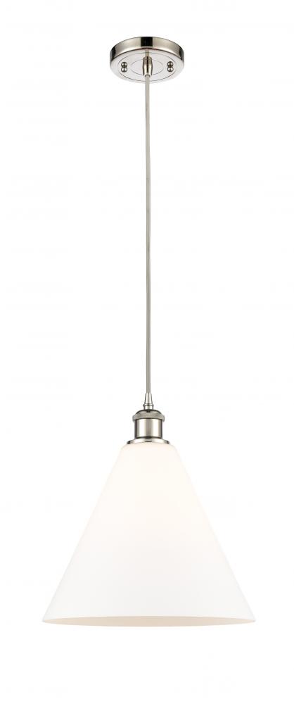 Berkshire - 1 Light - 12 inch - Polished Nickel - Cord hung - Mini Pendant