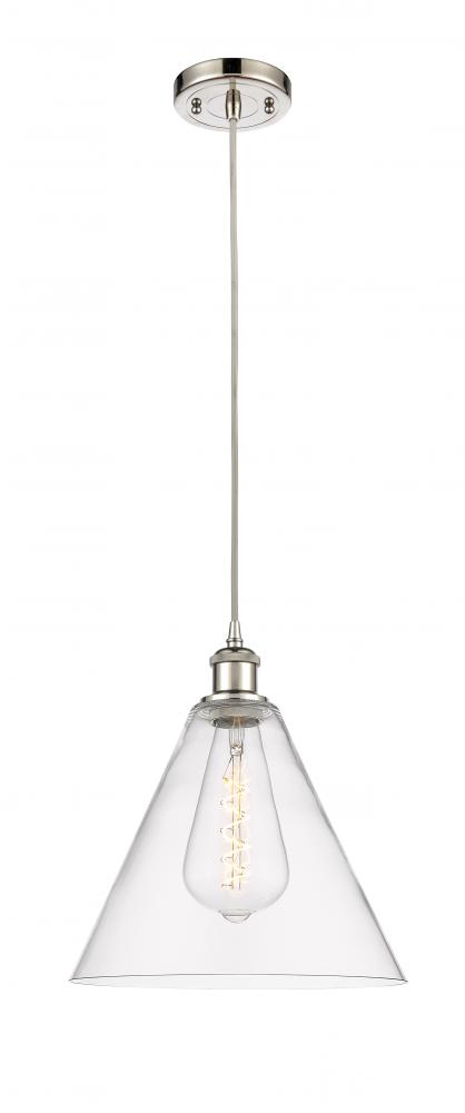 Berkshire - 1 Light - 12 inch - Polished Nickel - Cord hung - Mini Pendant