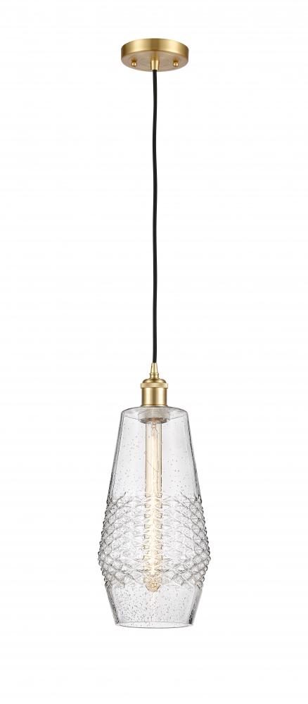 Windham - 1 Light - 7 inch - Satin Gold - Cord hung - Mini Pendant