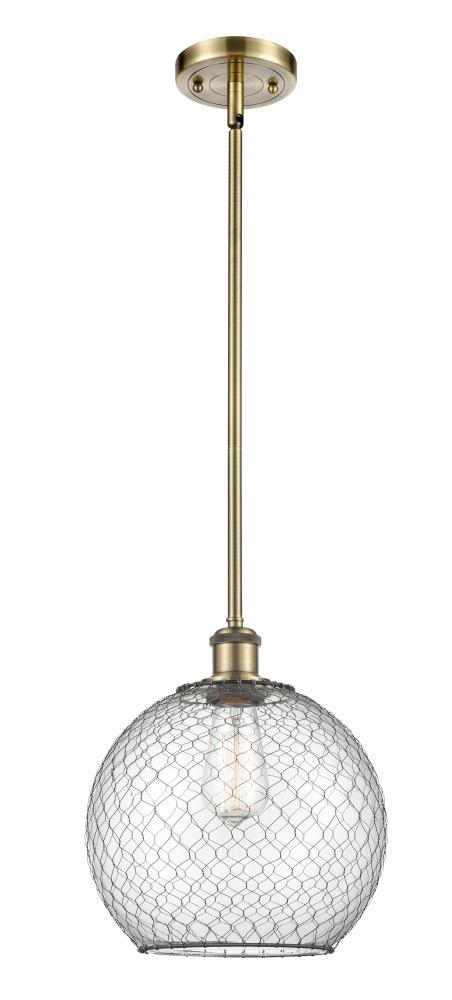 Farmhouse Chicken Wire - 1 Light - 10 inch - Antique Brass - Mini Pendant