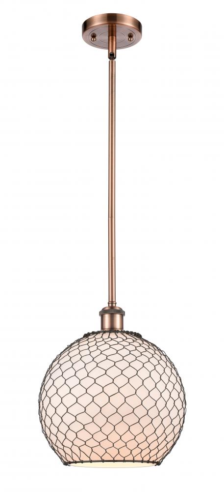 Farmhouse Chicken Wire - 1 Light - 10 inch - Antique Copper - Mini Pendant