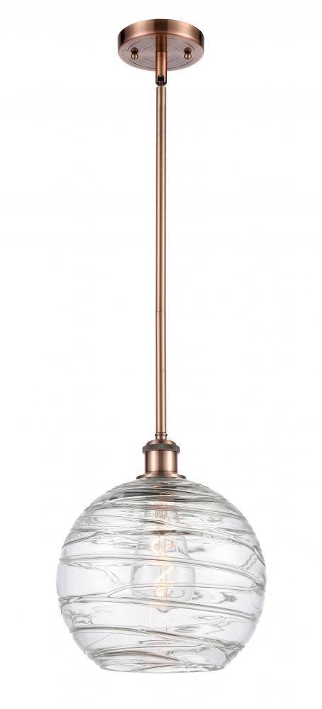 Athens Deco Swirl - 1 Light - 10 inch - Antique Copper - Mini Pendant