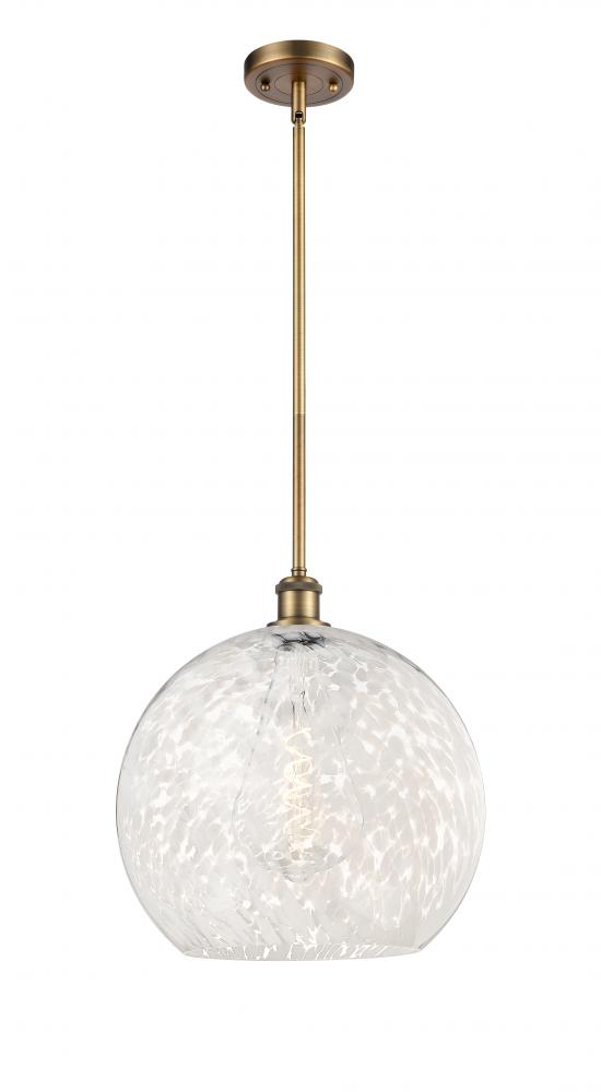 White Mouchette - 1 Light - 14 inch - Brushed Brass - Pendant