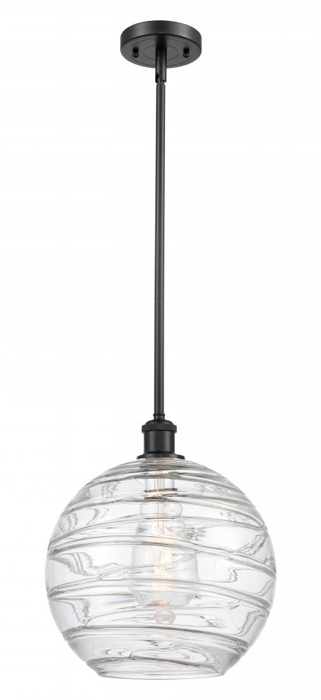 Athens Deco Swirl - 1 Light - 12 inch - Matte Black - Mini Pendant