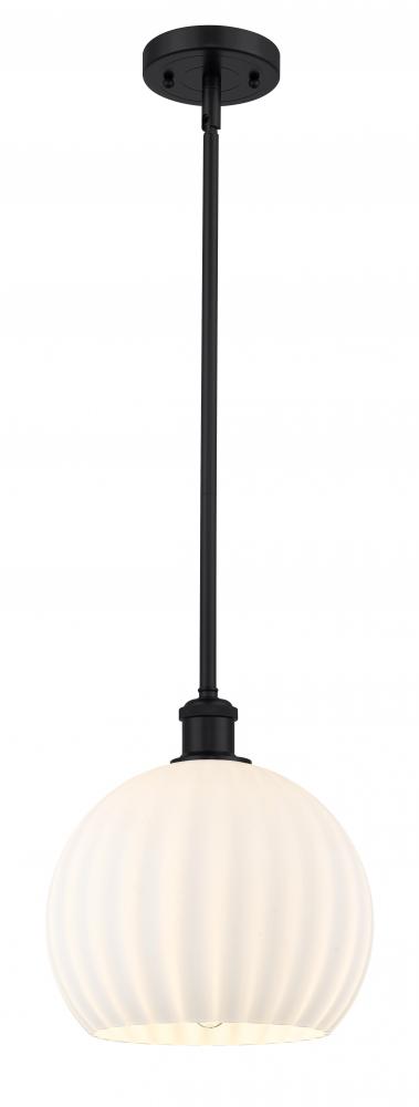 White Venetian - 1 Light - 10 inch - Matte Black - Mini Pendant