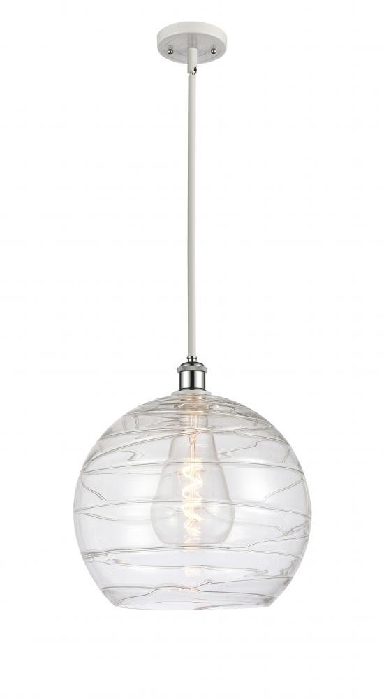 Athens Deco Swirl - 1 Light - 14 inch - White Polished Chrome - Pendant