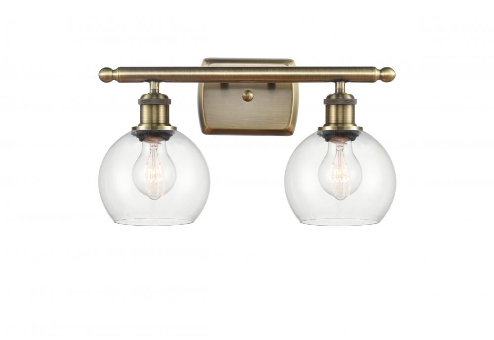 Athens - 2 Light - 16 inch - Antique Brass - Bath Vanity Light