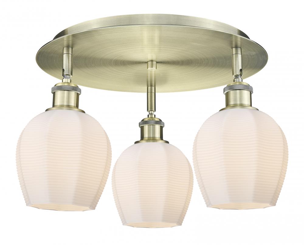 Norfolk - 3 Light - 18 inch - Antique Brass - Flush Mount