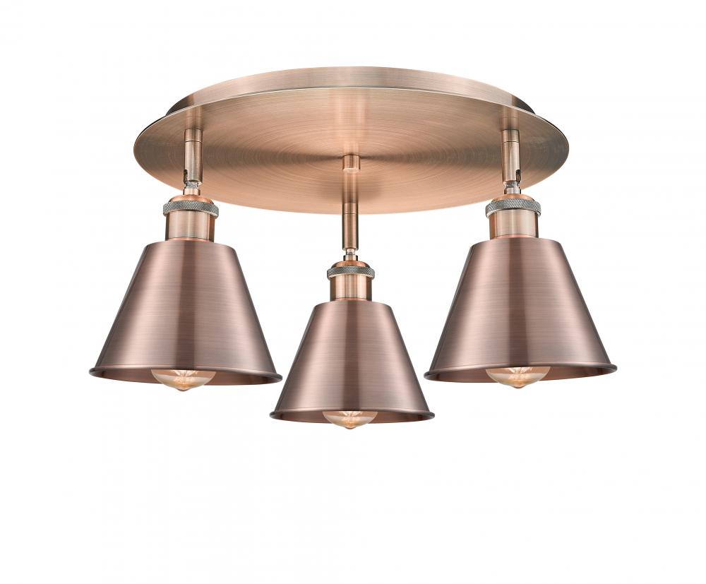 Ballston - 3 Light - 18 inch - Antique Copper - Flush Mount