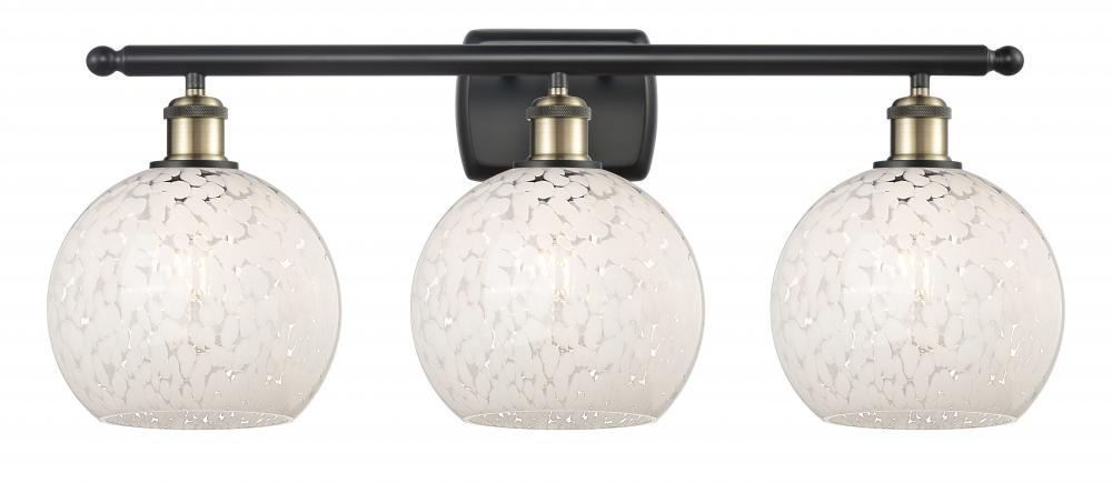 White Mouchette - 3 Light - 28 inch - Black Antique Brass - Bath Vanity Light