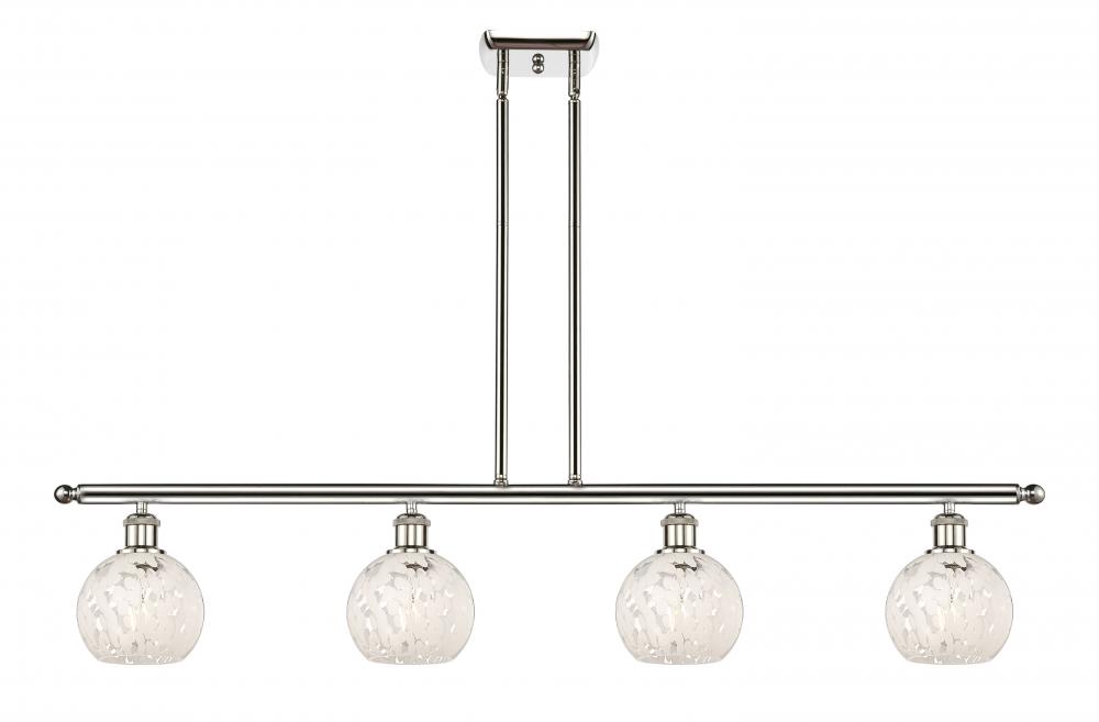 White Mouchette - 4 Light - 48 inch - Polished Nickel - Stem Hung - Island Light