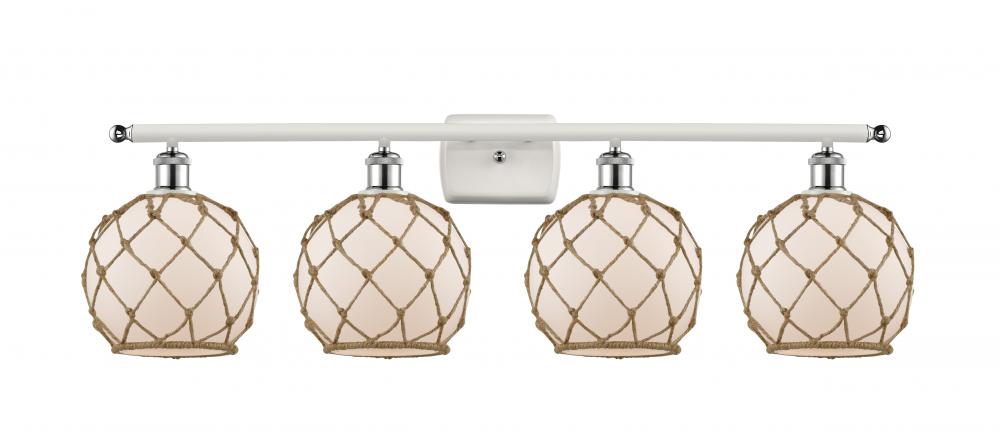 Farmhouse Rope - 4 Light - 38 inch - White Polished Chrome - Bath Vanity Light