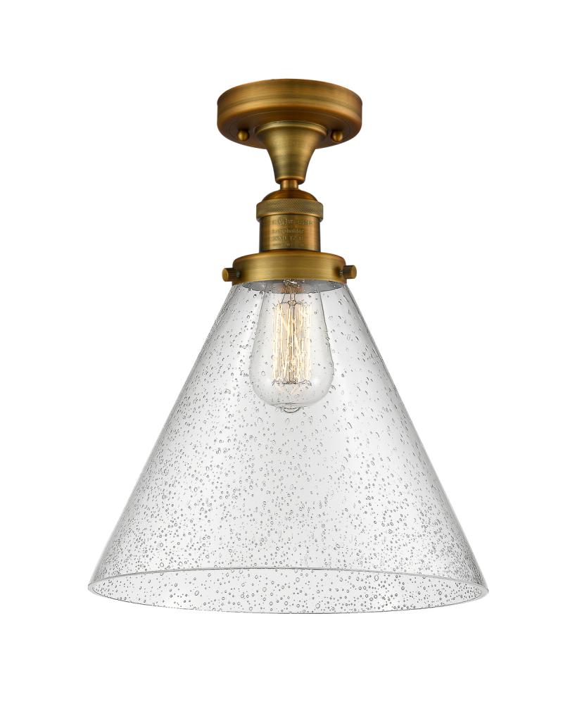 Cone - 1 Light - 12 inch - Brushed Brass - Semi-Flush Mount