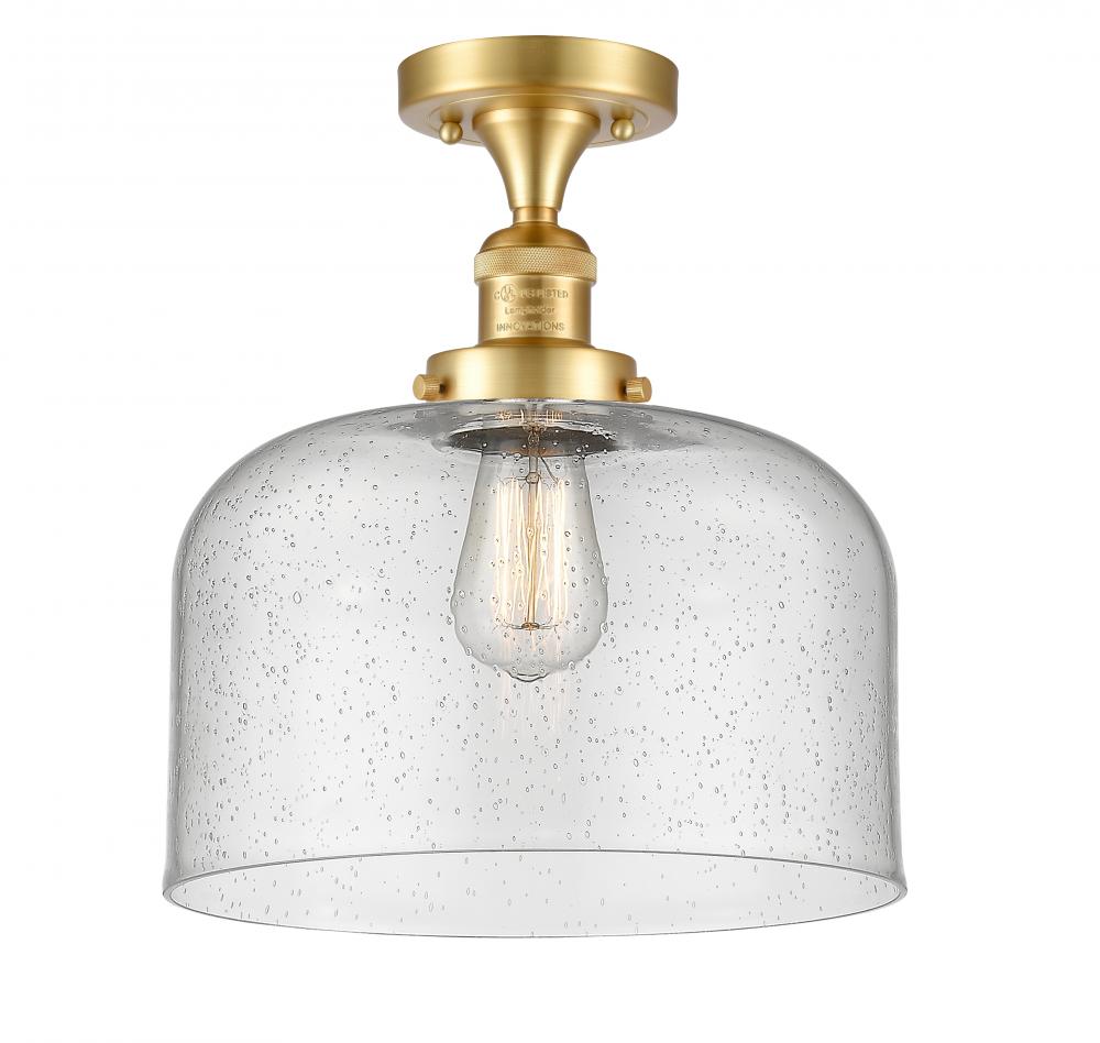 Bell - 1 Light - 12 inch - Satin Gold - Semi-Flush Mount