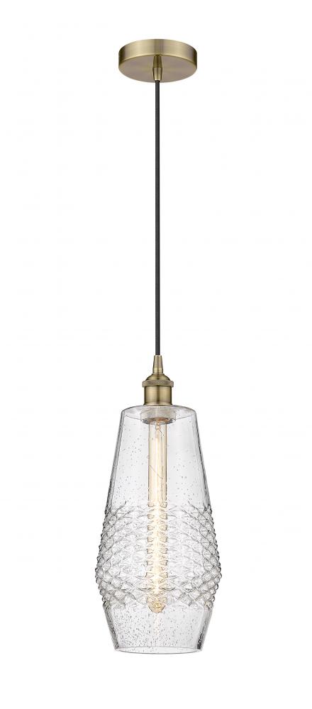 Windham - 1 Light - 7 inch - Antique Brass - Cord hung - Mini Pendant