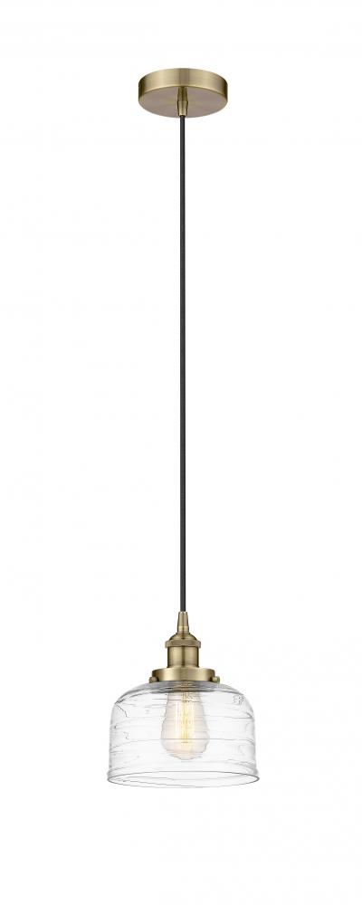 Bell - 1 Light - 8 inch - Antique Brass - Cord hung - Mini Pendant