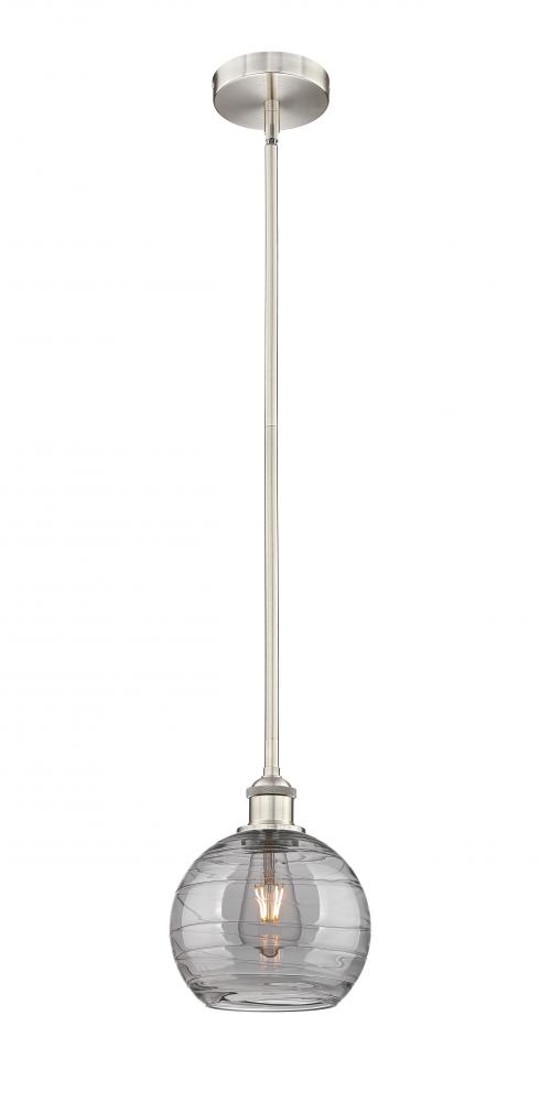 Athens Deco Swirl - 1 Light - 8 inch - Brushed Satin Nickel - Cord hung - Mini Pendant